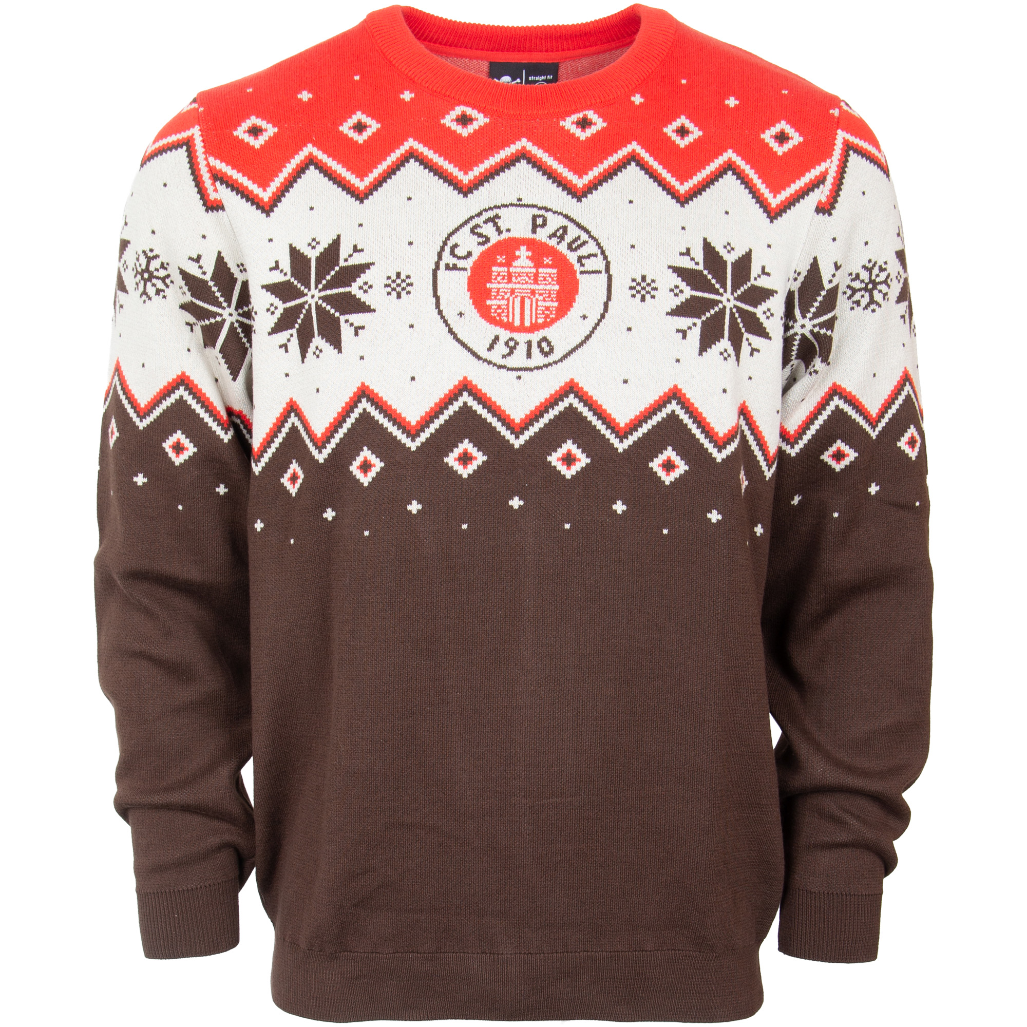 FC St. Pauli - Weihnachtspullover Logo 2025 - braun-weiß-rot