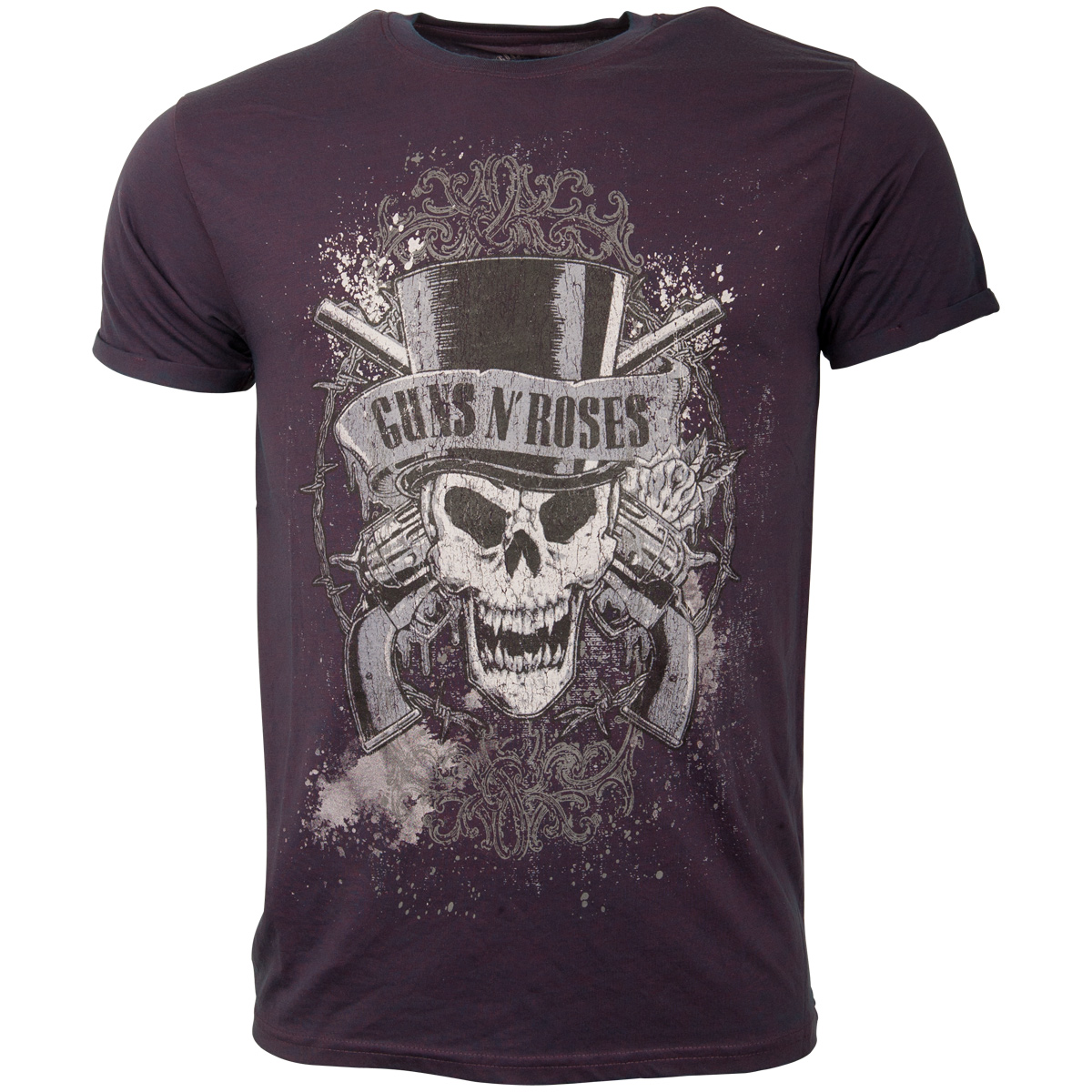 Guns N' Roses T-Shirt Ufficiale Donna | Top Hat Skull And Pistols Las Vegas, Nero, Taglia XL - 5