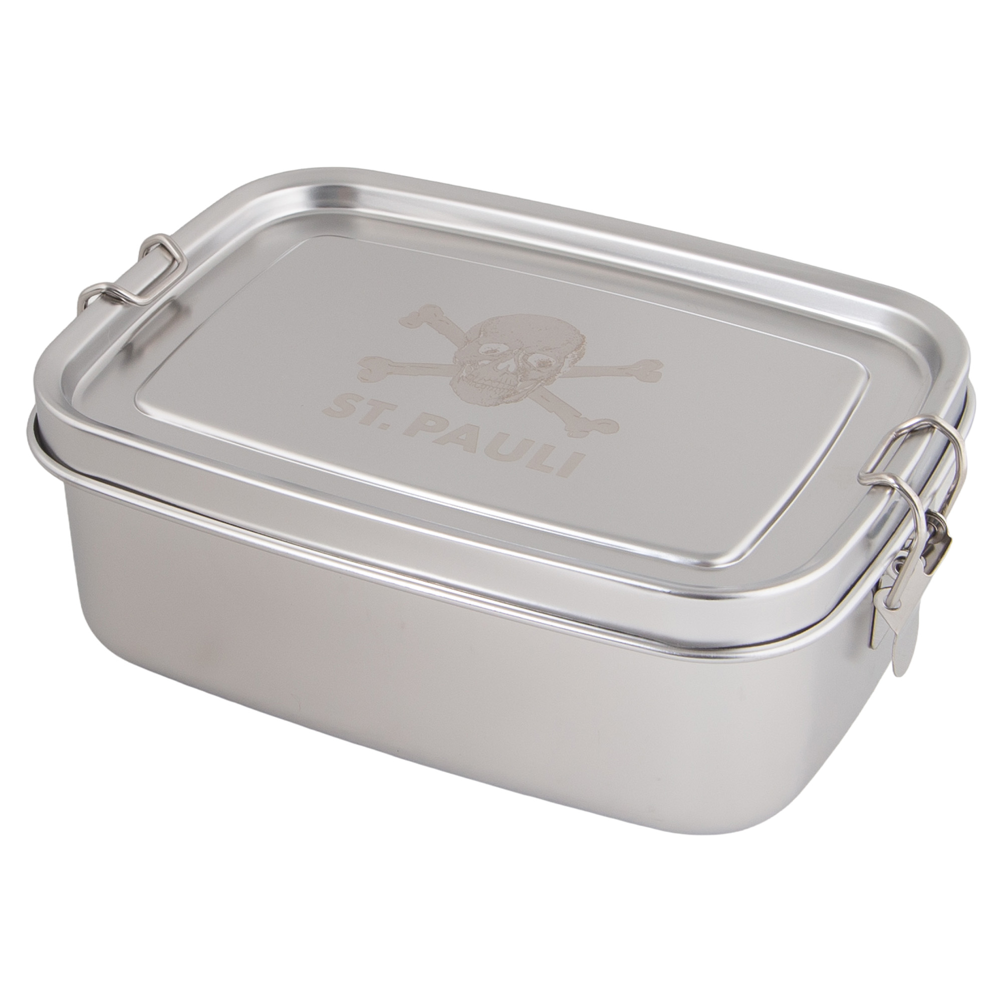 FC St. Pauli - Lunchbox Edelstahl Totenkopf 1100 ml Volumen - silber