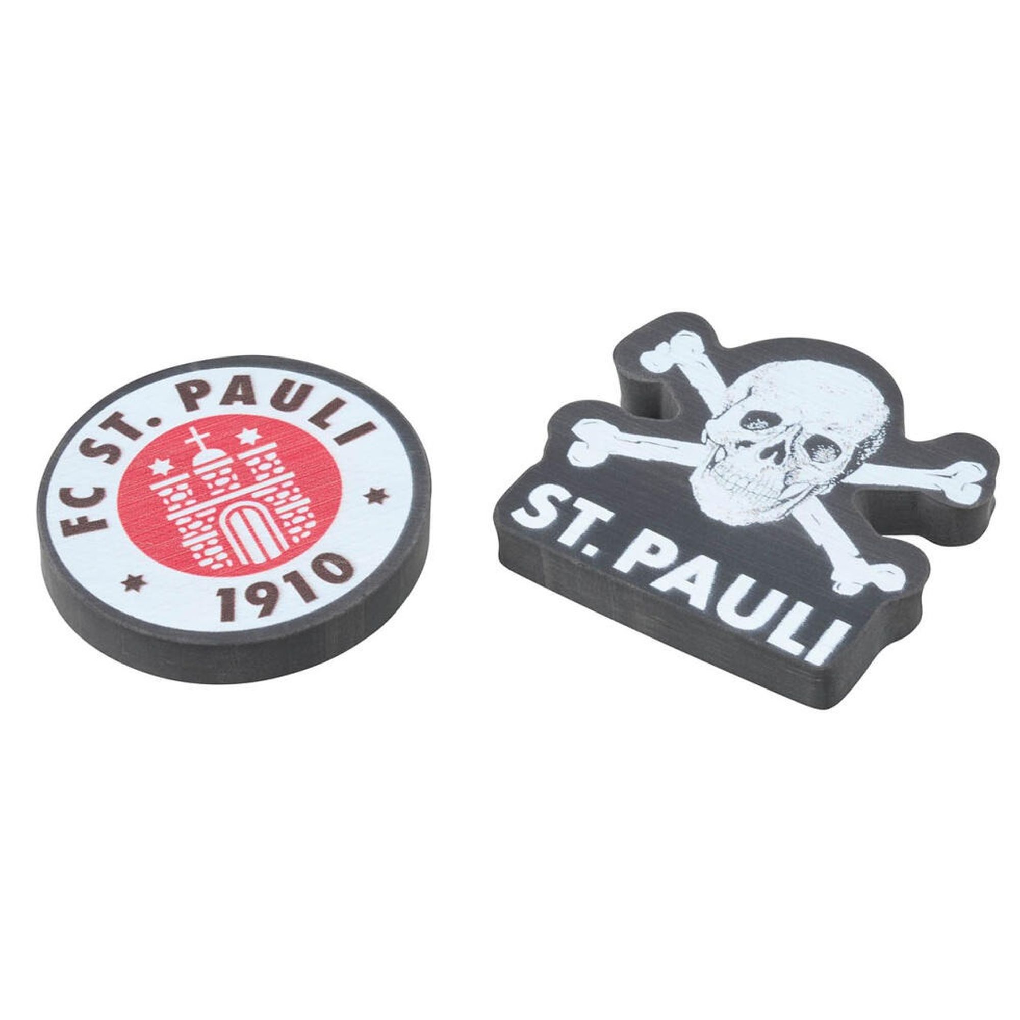 FC St. Pauli - Radiergummi 2er Set, Totenkopf & Vereinswappen - mehrfarbig