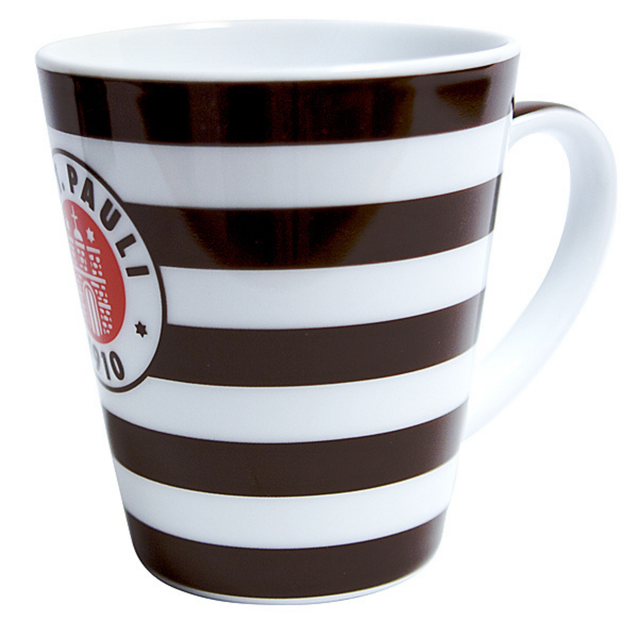 FC St. Pauli - Kaffeebecher Logo Streifen - braun-weiß