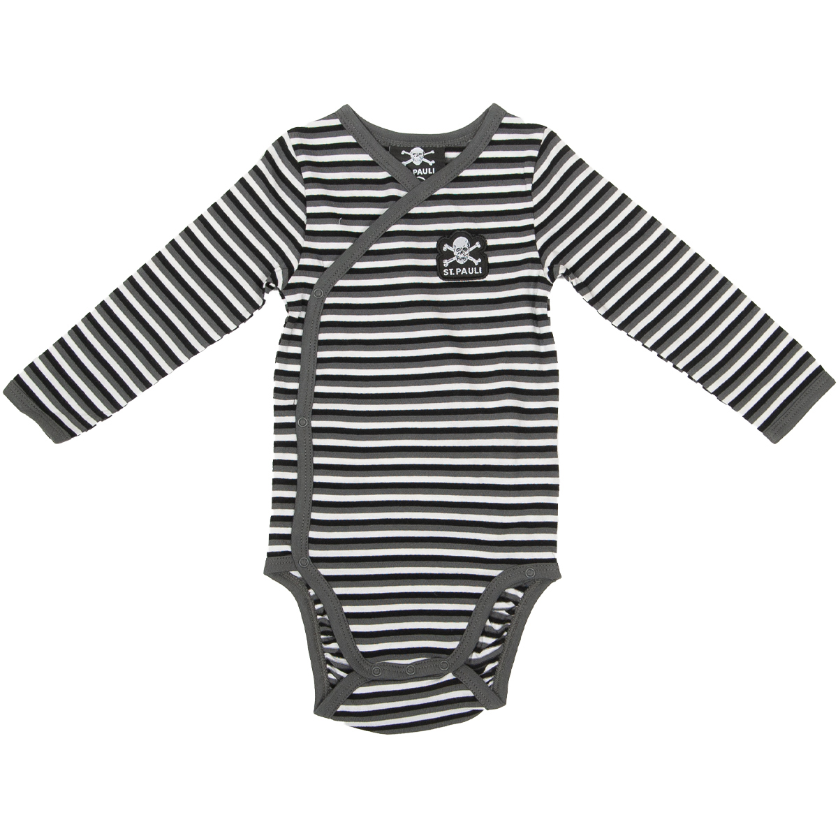 FC St. Pauli - Baby Body Streifen - grau-weiß