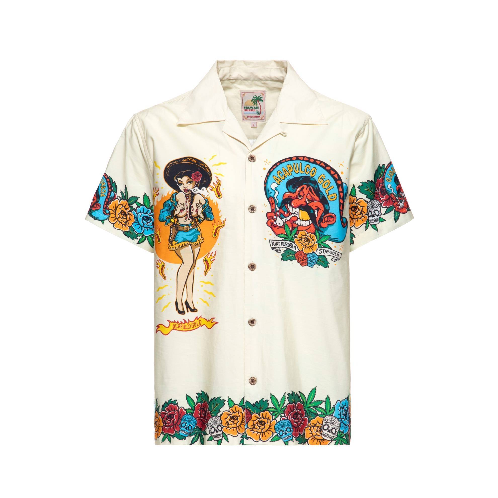 King Kerosin Hawaii Hemd "Acapulco" - weiß