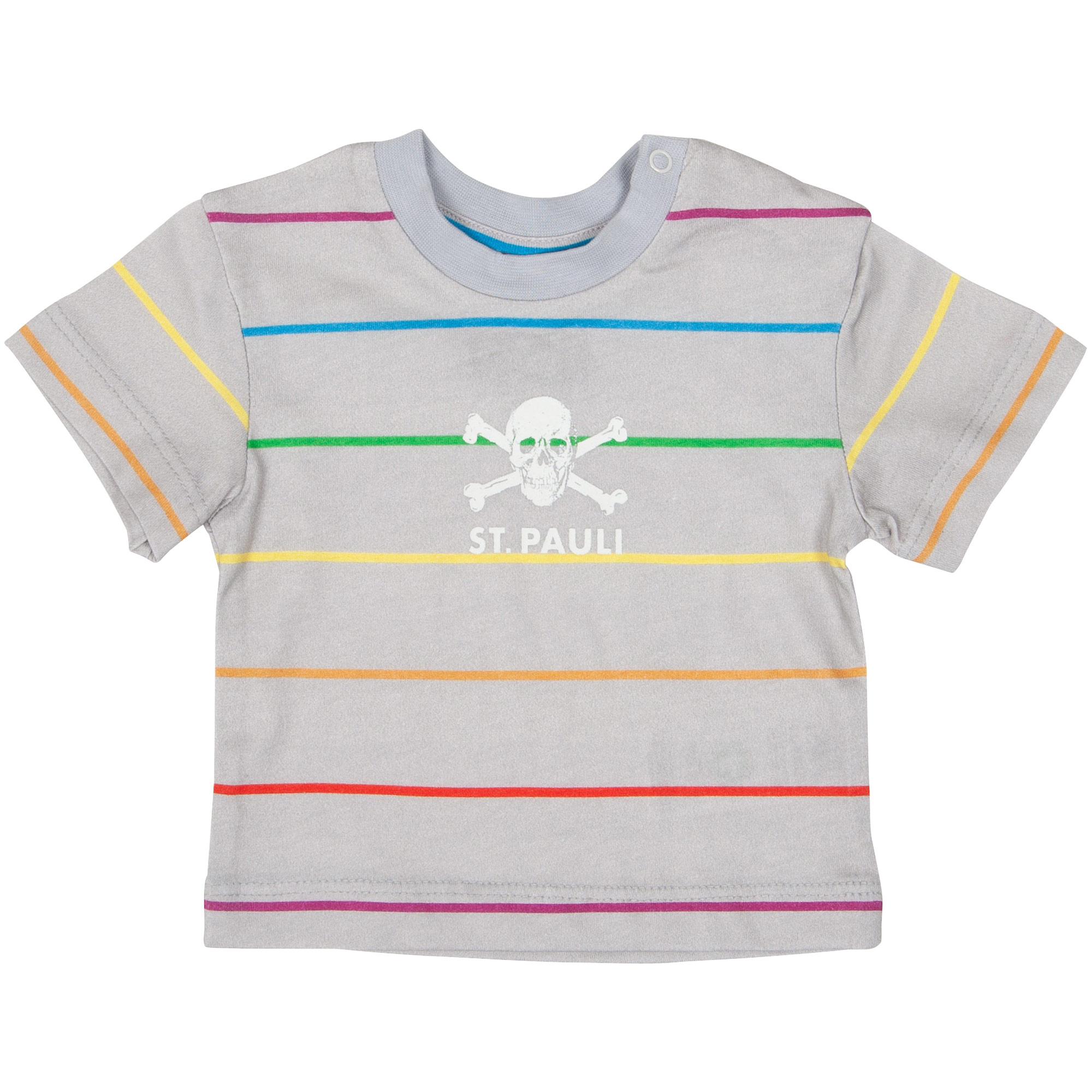 FC St. Pauli - Baby T-Shirt Regenbogen Streifen - grau