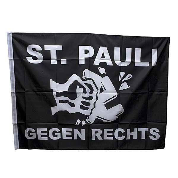 FC St. Pauli - Fahne Gegen Rechts - 90x120 cm - schwarz