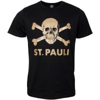 FC St. Pauli - T-Shirt Totenkopf Schwarz-Gold