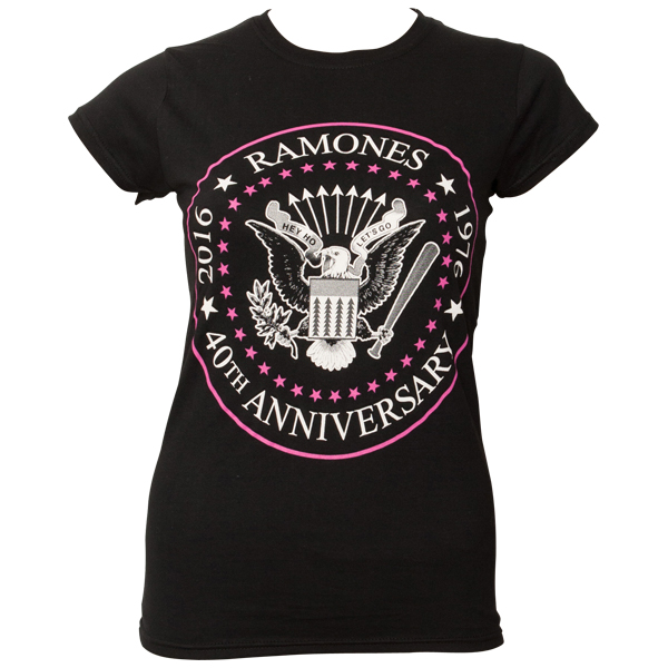 The Ramones - Frauen T-Shirt 40th Anniversary Pink Seal - schwarz