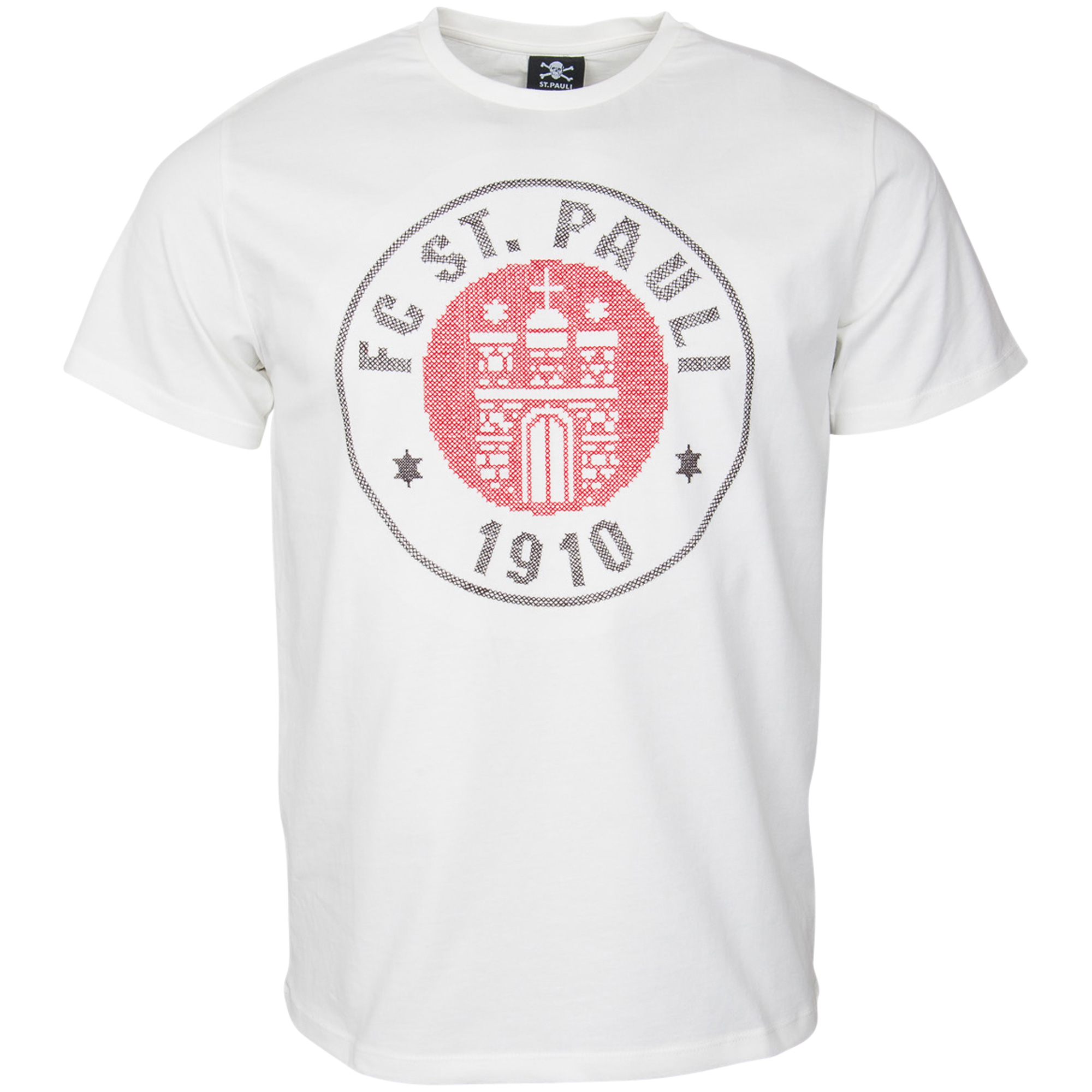 FC St. Pauli - T-Shirt Cross Stitch Logo - creme