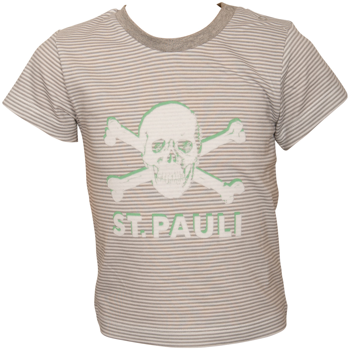 FC St. Pauli - Baby T-Shirt Totenkopf - Grau Weiß Gestreift