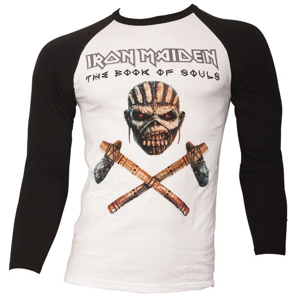 Iron Maiden - Baseball Shirt Axe Colour - schwarz/weiß