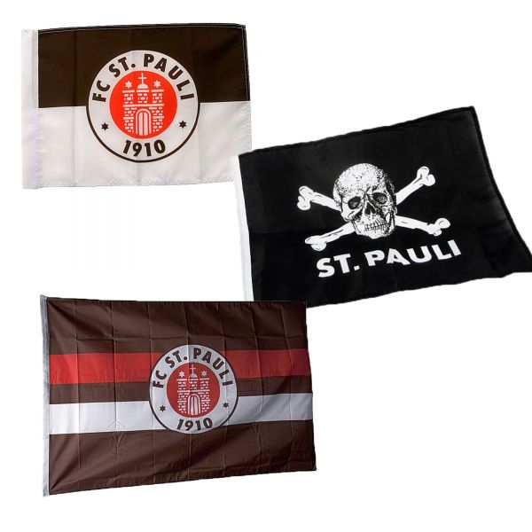 Fahne Flagge FC St Pauli Totenkopf Wimpel 30 x 150 cm 