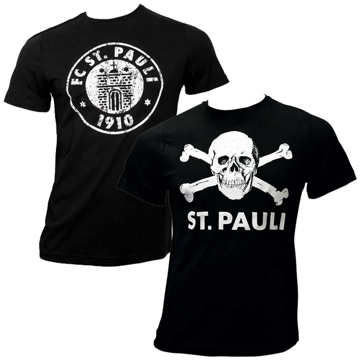 FC St. Pauli - T-Shirt Set Totenkopf & Logo - schwarz
