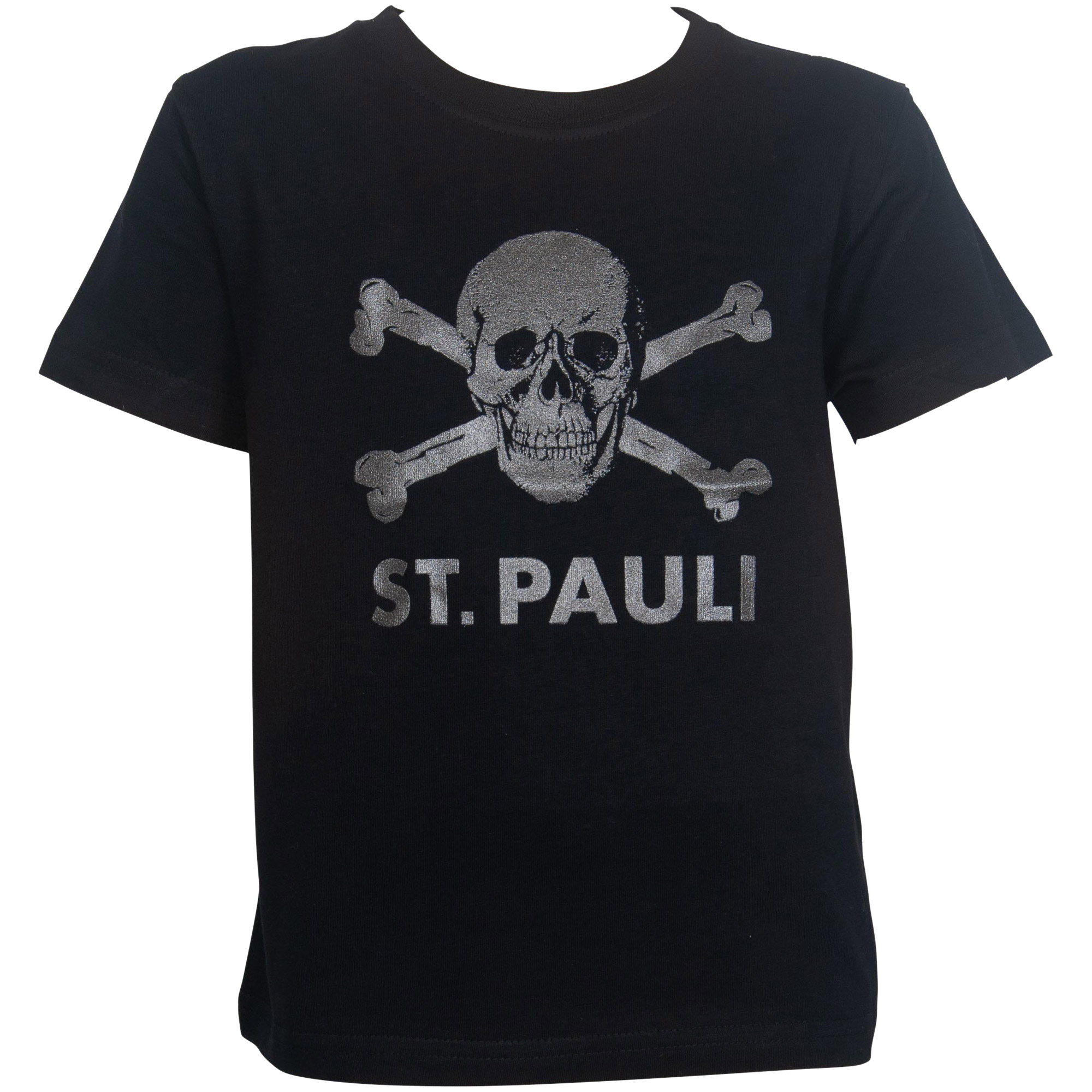 FC St. Pauli - Kinder T-Shirt Glitzer Totenkopf Anthrazit - schwarz