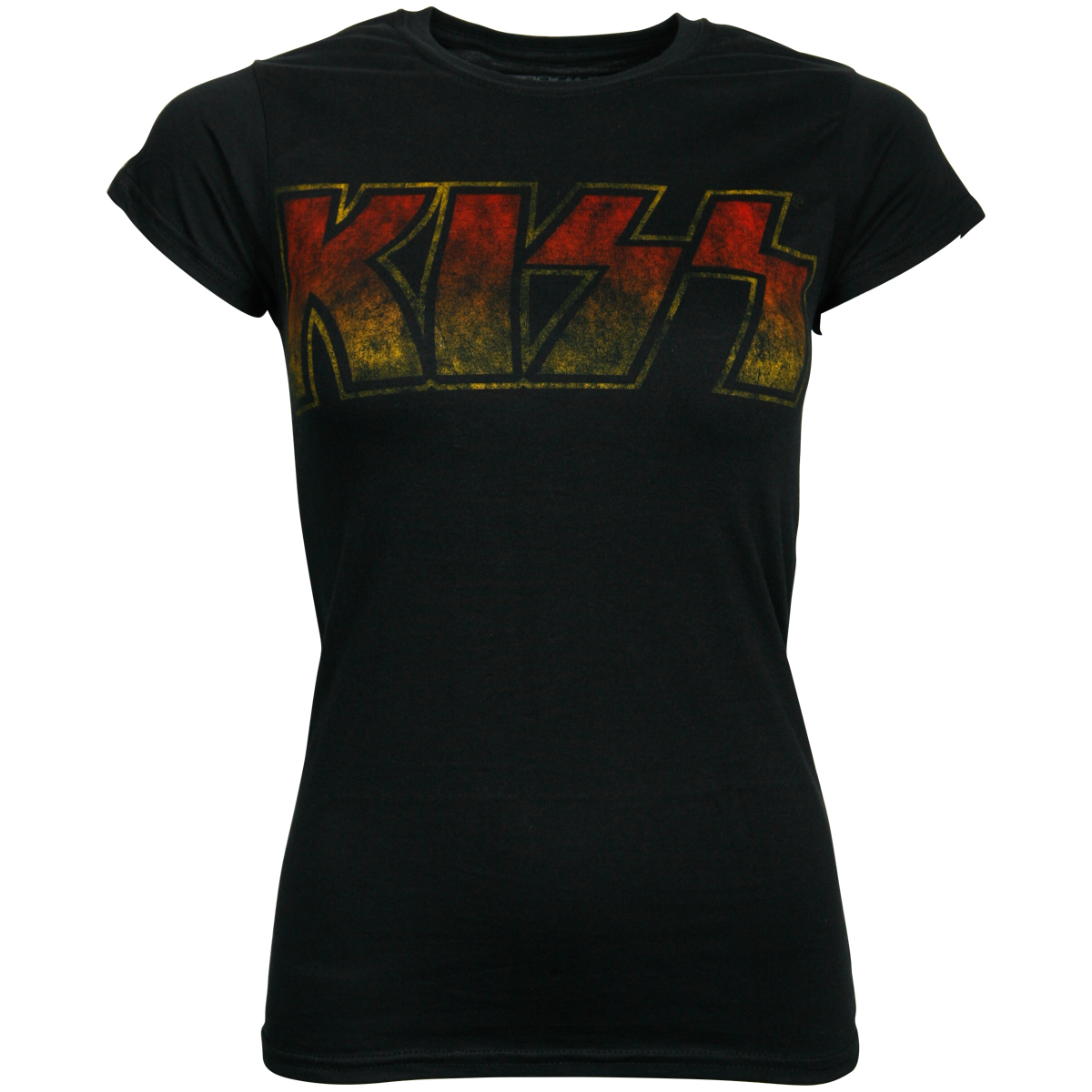 Kiss - Damen T-Shirt Vintage Classic Logo - schwarz