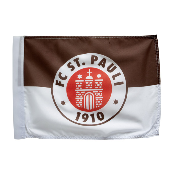 FC St. Pauli - Fahne Logo klein 30x40 cm - braun-weiss