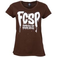 FC St. Pauli - T-Shirt tailliert FCSP Hamburg ist braun weiss - braun