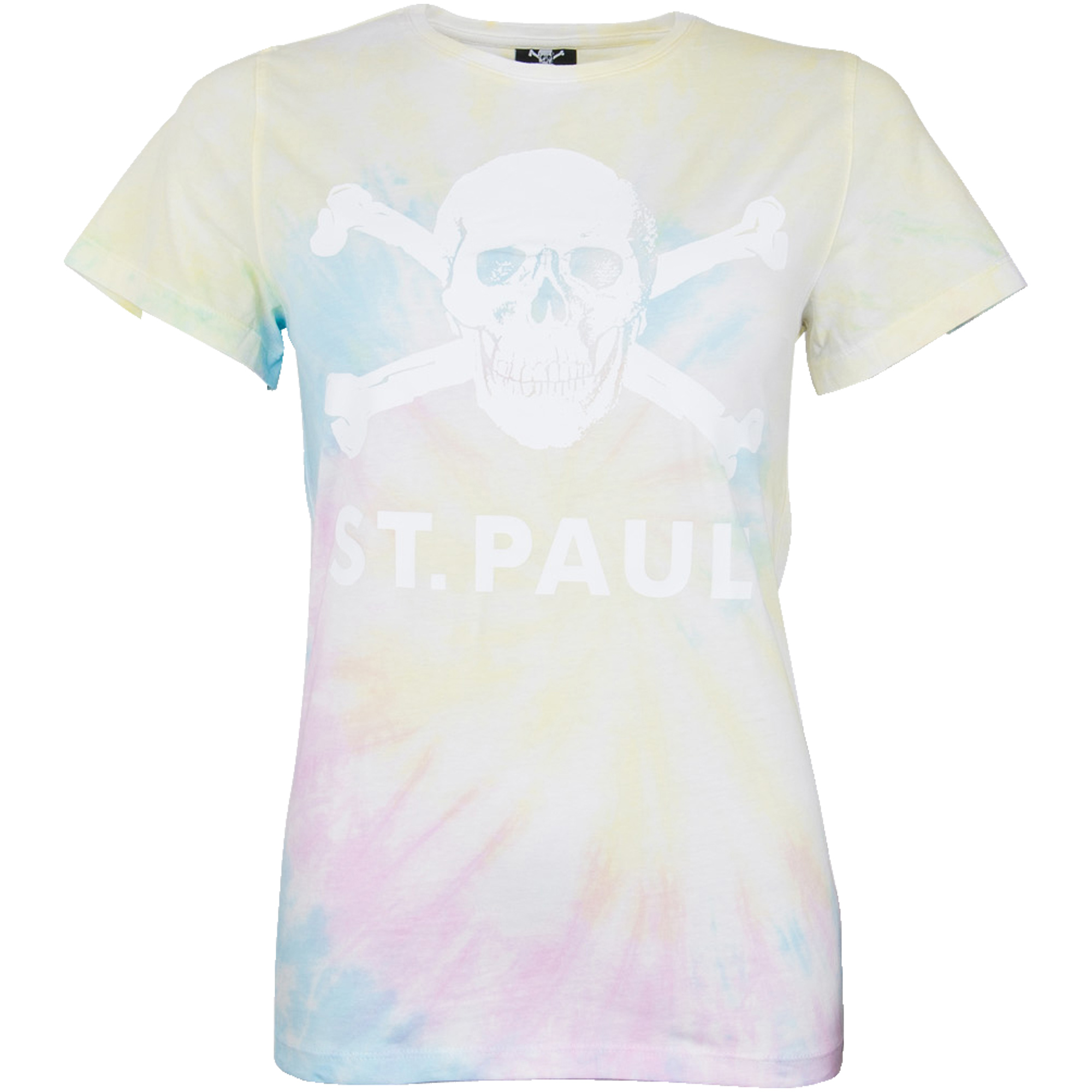 FC St. Pauli - T-Shirt tailliert Tie Dye Rainbow Totenkopf - bunt