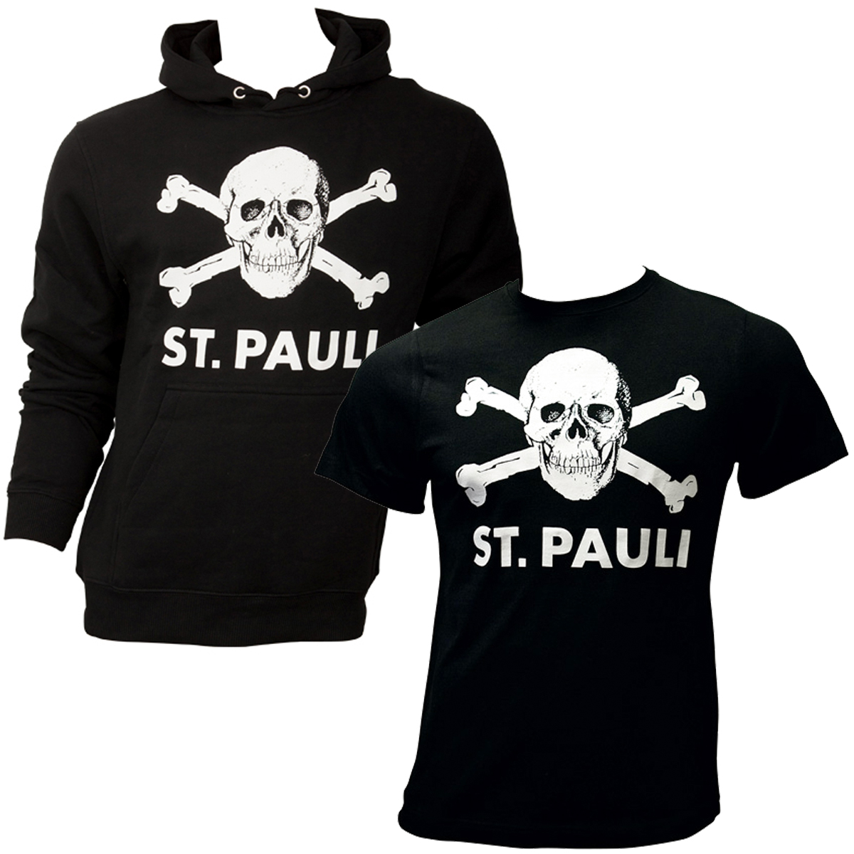 FC St. Pauli - Totenkopf-Set mit Pullover und T-Shirt - schwarz