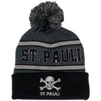 FC St. Pauli - Bommelmütze ST. PAULI Totenkopf - grau/schwarz