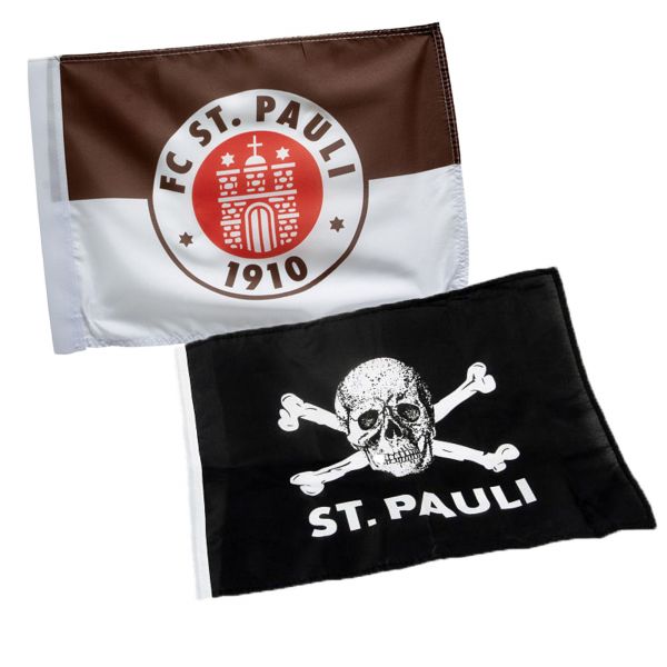 FC St. Pauli - Fahnen Set Totenkopf & Logo - 30x40 cm