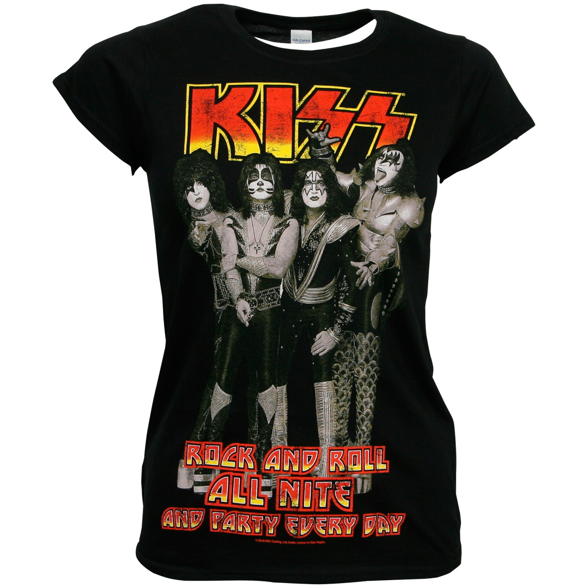Kiss - Damen T-Shirt Rock N Roll All Nite - schwarz