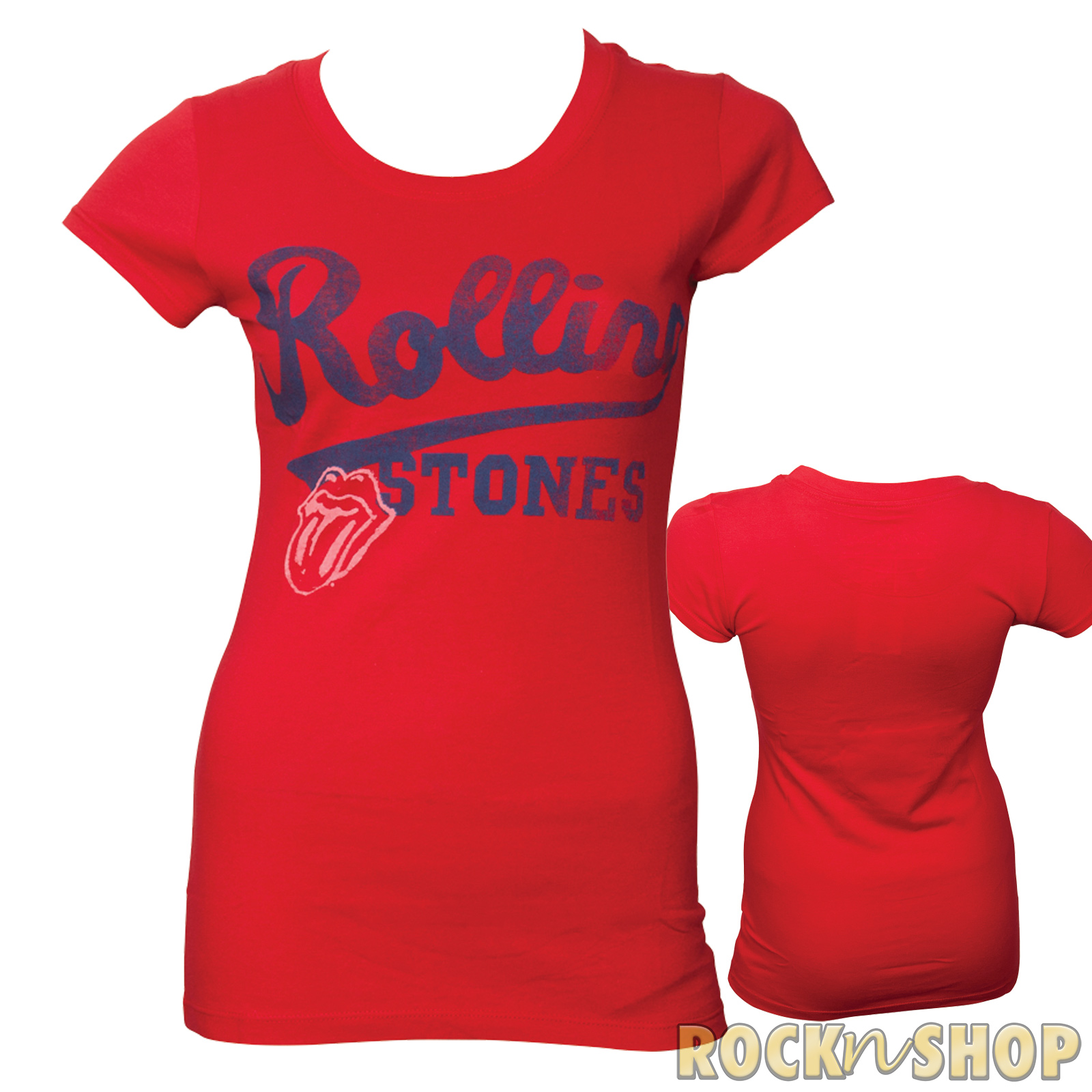 The Rolling Stones - Frauen T-Shirt Team Logo - rot