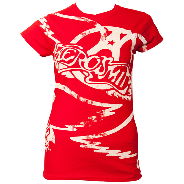 Aerosmith - Frauen T-Shirt Red All Over Logo - rot