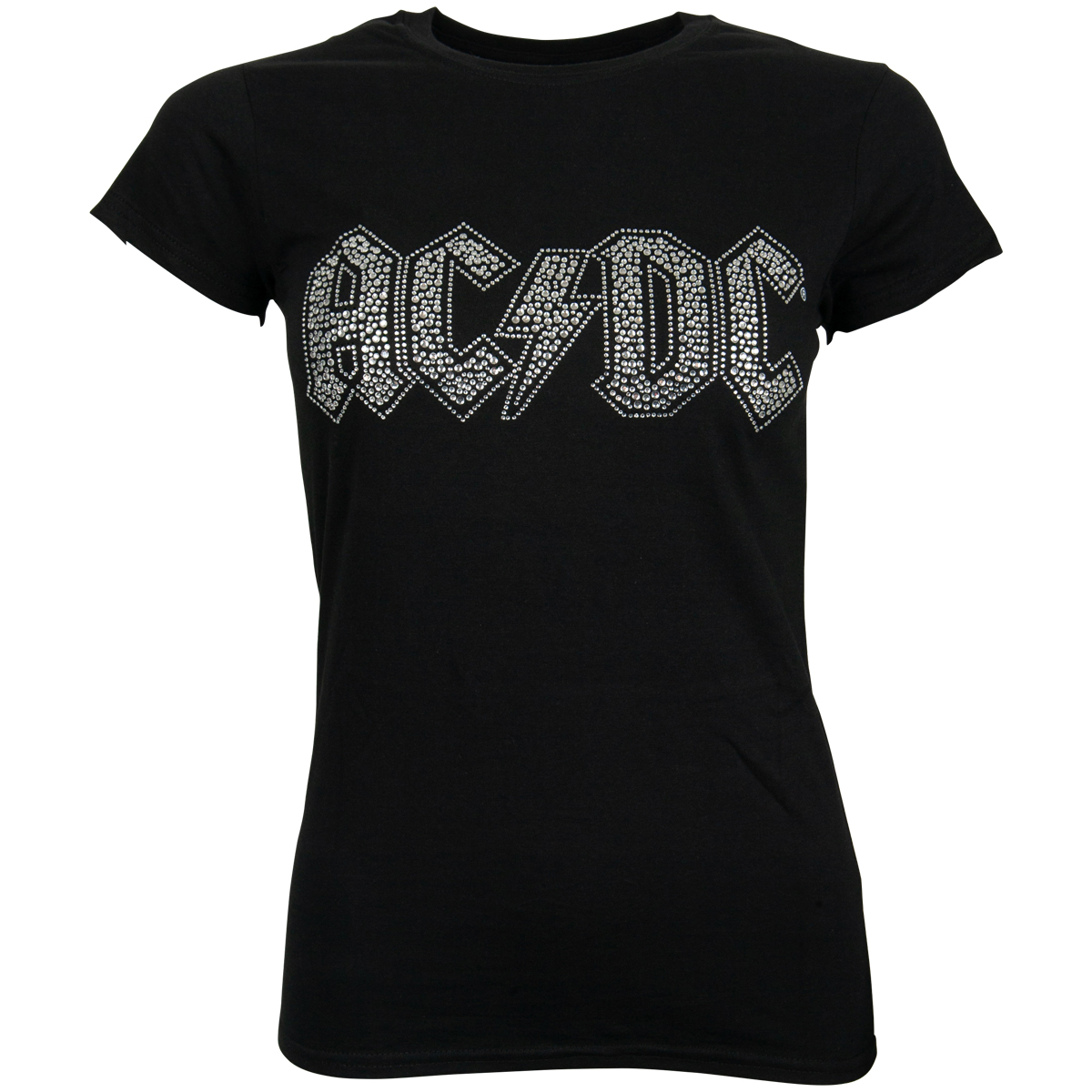 AC/DC - Damen T-Shirt Logo Diamante - schwarz